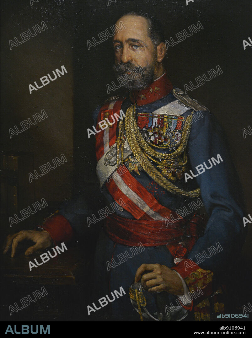 RAFAEL PELLICER GALEOTE (1906-1963). SPANISH PAINTER.. Felipe Navarro y Ceballos-Escalera (1862-1936). Spanish lieutenant general belonging to the cavalry. Portrait wearing a cavalry uniform and the lanyard for having been King's Adjutant, by Rafael Pellicer Galeote (1906-1963), 1945. Oil on canvas. Army Museum. Toledo, Spain.