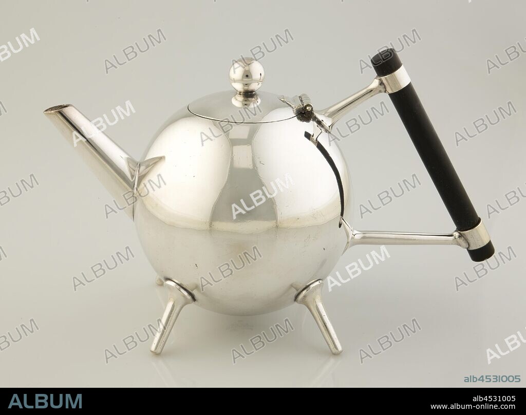 Christopher Dresser, English, 1834-1904, Teapot, ca. 1880, silver plate and ebony, Overall: 5 1/2 × 8 3/4 × 4 1/4 inches (14 × 22.2 × 10.8 cm).