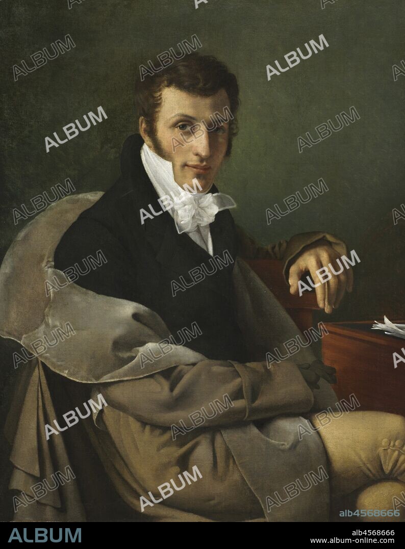 Self-Portrait, c. 1812. Born in a small village in Belgium, Paelinck attended a local drawing academy as a youth. His skill earned him a scholarship to study in Paris where he worked with Jacques-Louis David (1748-1825), the leading French neoclassical master and official court painter of Napoleon I. Paelinck later moved to Rome to study ancient art firsthand and to participate in the city's lively international art scene. Paelinck's attire shows him as a dandy, wearing fashionable, subtly coloured clothes. Over his black suit, he wears a box-coat?a garment having a wide, velvet collar originally associated with coachmen but popular among artists in Rome during the early 19th century. The coat demonstrates Paelinck's skill at depicting textures. Likewise, the simplicity of his desk and chair?based on ancient Greek and Roman models?reflects the highest fashion of the time.
