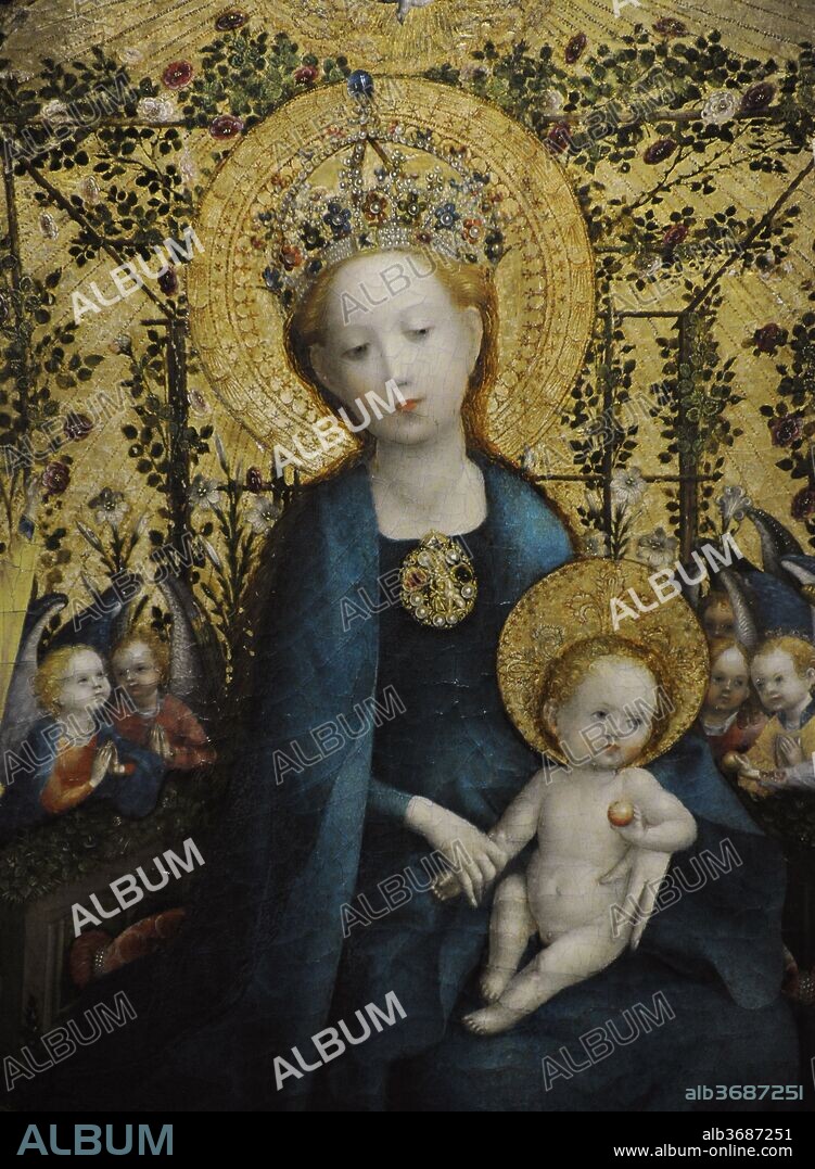 Stefan Lochner (ca. 1400/1410-1451). German painter. Madonna in the Rose Bower, ca.1440-1442. Detail. Wallraf-Richartz Museum. Cologne. Germany.