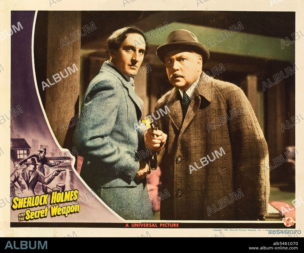 BASIL RATHBONE und NIGEL BRUCE in DIE GEHEIMWAFFE, 1942 (SHERLOCK HOLMES AND THE SECRET WEAPON), unter der Regie von ROY WILLIAM NEILL. Copyright UNIVERSAL PICTURES.