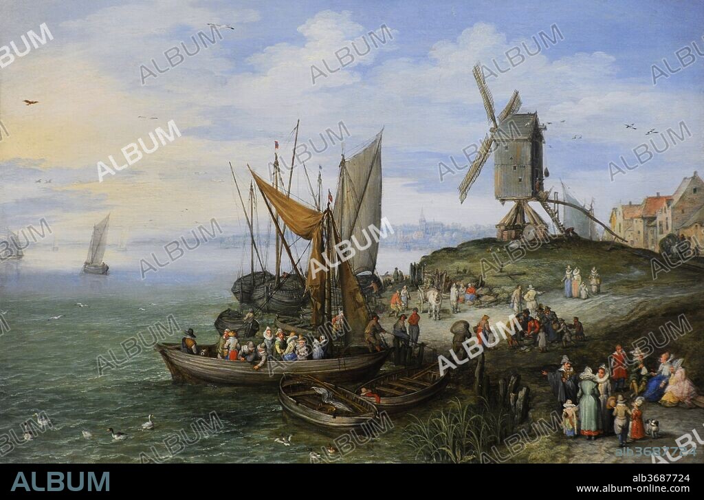 Jan Brueghel el Viejo (1568-1625). Pintor flamenco. El molino del embarcadero, 1613. Museo Wallraf-Richartz. Colonia. Alemania.