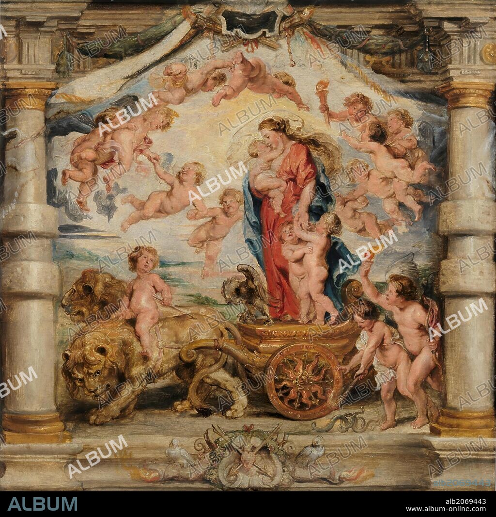 PETER PAUL RUBENS. Pedro Pablo Rubens / 'Triunfo del Amor Divino', 1625-1626, Escuela Flamenca, Óleo sobre Tabla, 86,5 cm x 91 cm, P01700.
