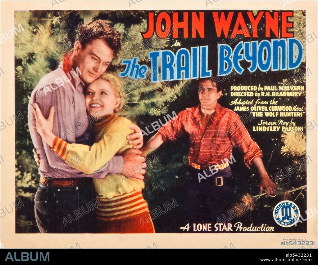 JOHN WAYNE, NOAH BEERY JR. and VERNA HILLIE in THE TRAIL BEYOND, 1934, directed by ROBERT N. BRADBURY. Copyright MONOGRAM PICTURES.