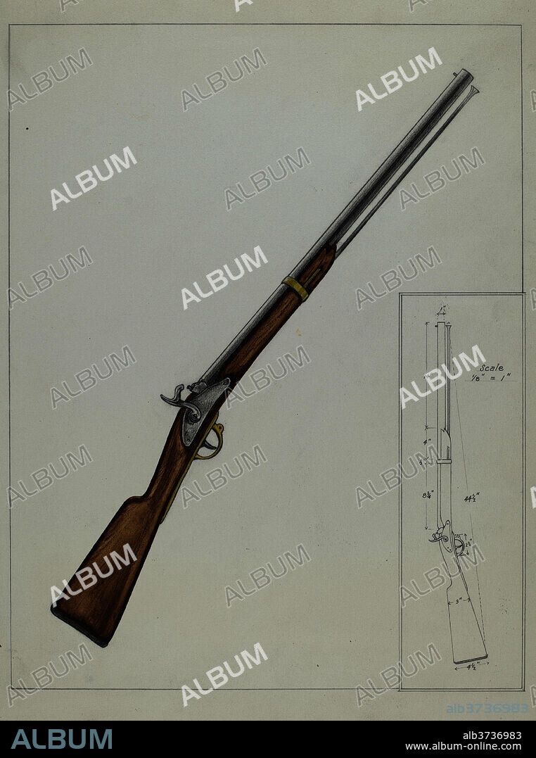 GEORGE FAIRBANKS. Carbine Gun. Dated: c. 1937. Dimensions: overall: 31 x 22.9 cm (12 3/16 x 9 in.). Medium: watercolor and graphite on paperboard.