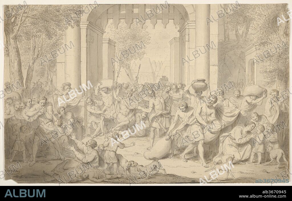 Roman Soldiers Attacking a City. Artist: Louis Fabritius Dubourg (Dutch, Amsterdam 1693-1775 Amsterdam). Dimensions: Sheet: 10 5/8 × 16 15/16 in. (27 × 43.1 cm). Date: 1734.
