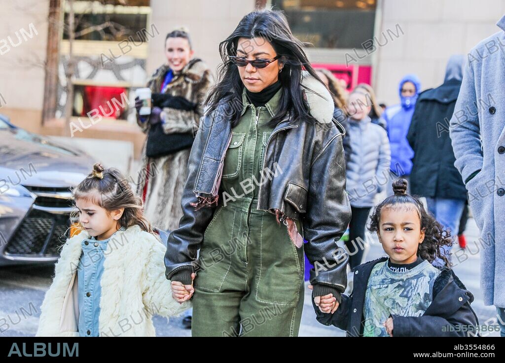 February 3, 2018 - New York, New York, U.S. - Kourtney Kardashian, Penelope Disick and North West are seen leaving the Tiffany store on 5 Avenue in Manhattan. 03/02/2018