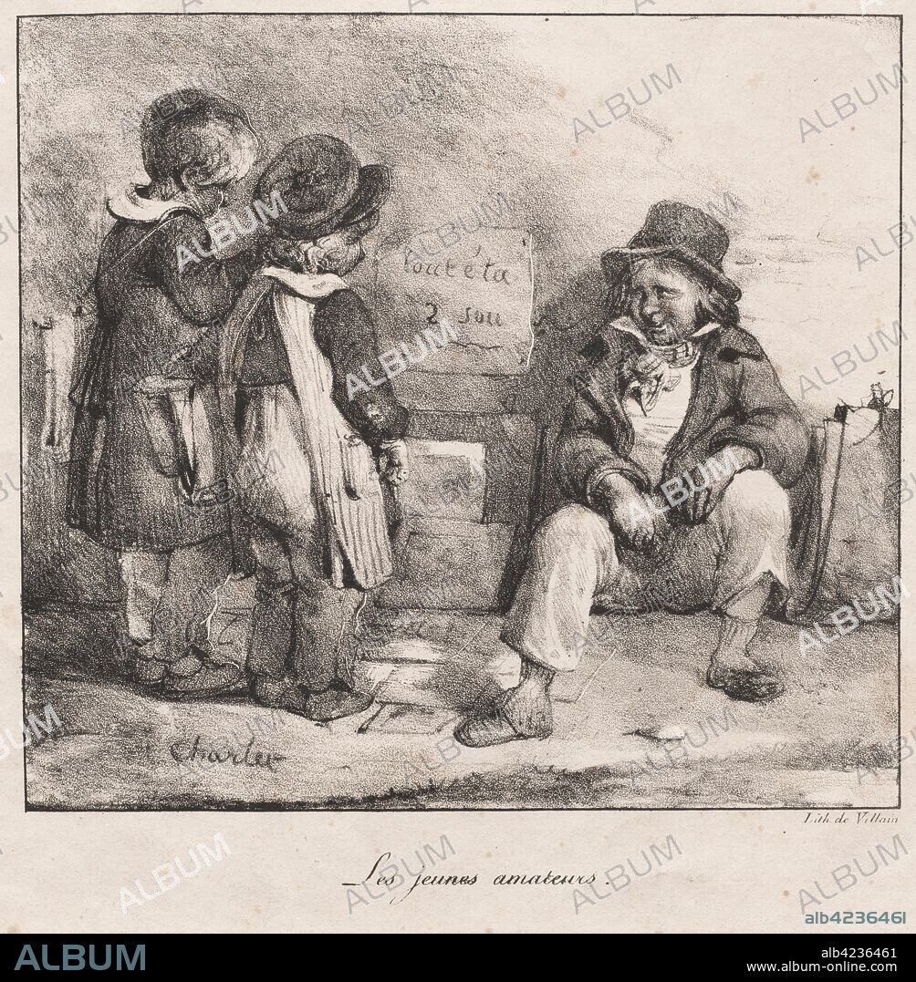 Charlet's first lithographic album: Recueil de Croquis a L'usage des petits Enfans, Paris: Sketch Book for the Use of Small Children: The Young Amateurs, 1822. Nicolas Toussaint Charlet (French, 1792-1845), Gihaut. Lithograph.