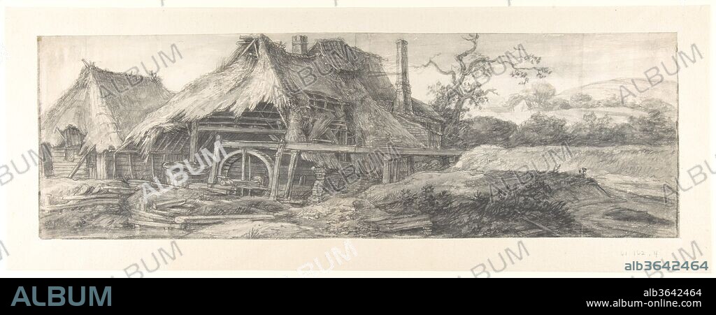 Landscape with a Mill (recto); A Steepled Façade and Farm House (verso). Artist: Anthonie Waterloo (Dutch, Lille 1609-1690 Utrecht). Dimensions: 7 7/8 x 24 1/4 in. (20 x 61.6 cm). Date: 17th century.