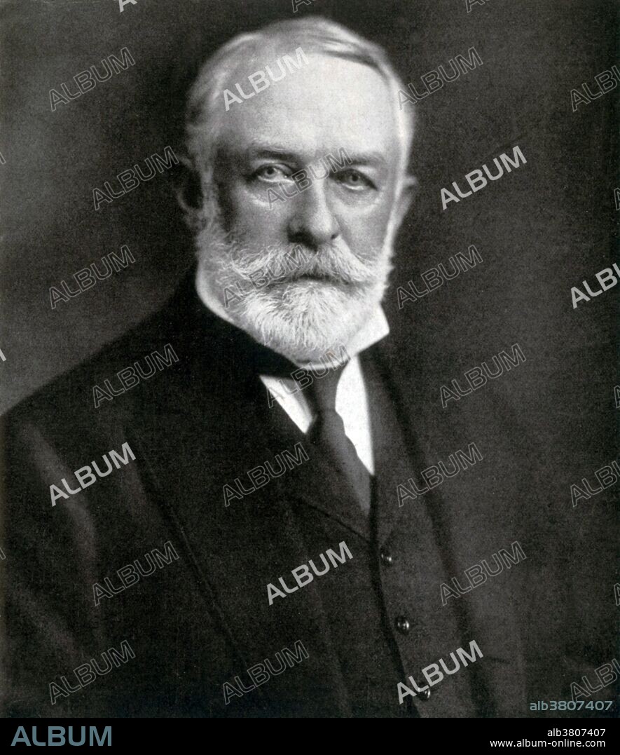 Henry Clay Frick (December 19, 1849 - December 2, 1919) was an American industrialist, financier, and art patron. He founded the H. C. Frick & Company coke manufacturing company, was chairman of the Carnegie Steel Company, and played a major role in the formation of the giant US Steel manufacturing concern. He financed the construction of the Pennsylvania Railroad and the Reading Company, and owned extensive real estate holdings in Pittsburgh and throughout the state of Pennsylvania. He later built the historic neoclassical Frick Mansion (landmark building in Manhattan) and at his death donated his extensive collection of old master paintings and fine furniture to create the celebrated Frick Collection and art museum. He was known by his critics as "the most hated man in America". In 1892 there was an assassination attempt on his life. He was shot twice, stabbed for times in the leg, but was back at work in a week, His assailant, Alexander Berkman, was charged, found guilty of attempted murder, and he was sentenced to 22 years in prison. He died of a heart attack on December 2, 1919, weeks before his 70th birthday. Undated.