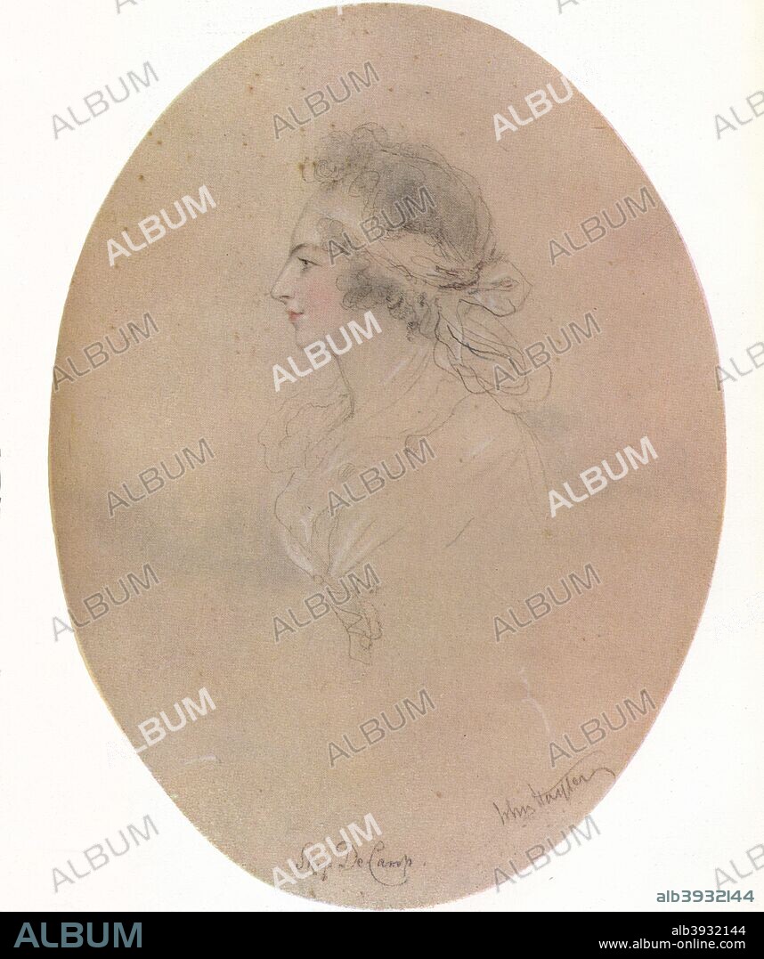 Miss De Camp, 19th century. Maria Theresa Kemble (1774-1838), nee Marie Therese Du Camp, English actress and wife of Charles Kemble. From The Connoisseur Vol LXV [Otto Limited, London, 1923.].