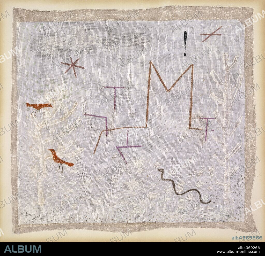 Gartentor K, 1932, 75 (M 15), casein color and watercolor on gauze on paper on cardboard, 31 x 33 cm, signed lower left: Klee, Originally inscribed on the box with skirting boards: 1932 M 15 garden gate K, [The name was cut out and mounted on the reverse.], Paul Klee, Münchenbuchsee/Bern 1879–1940 Muralto b. Locarno/Tessin.