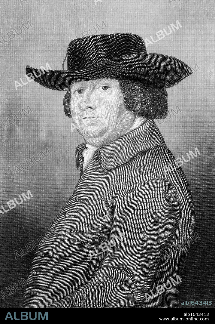 Robert Bakewell (1725-1795) English agriculturist. Improved sheep and cattle by selective breeding, particularly New Leicester (Dishley) sheep and Longhorn cattle, at his home Dishley Grange, Leicestershire. Engraving.