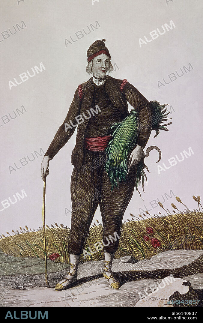 CRUZ CANO Y OLMEDILLA JUAN DE LA. COLECCION DE TRAJES DE ESPAÑA-1777-LABRADOR IBICENCO-GRABADO S XVIII- TIPOS POPULARES.