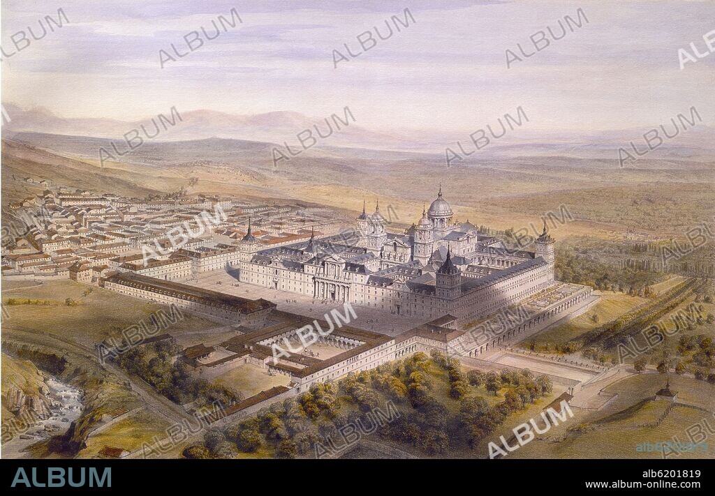 ALFRED GUESDON (1808/1876). DIBUJO DE EL ESCORIAL     SIGLO XIX.