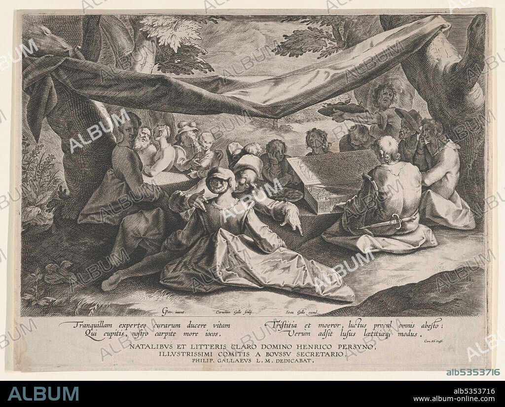CORNELIS GALLE I. Musical Party in the Open Air, late 16th-early 17th century.