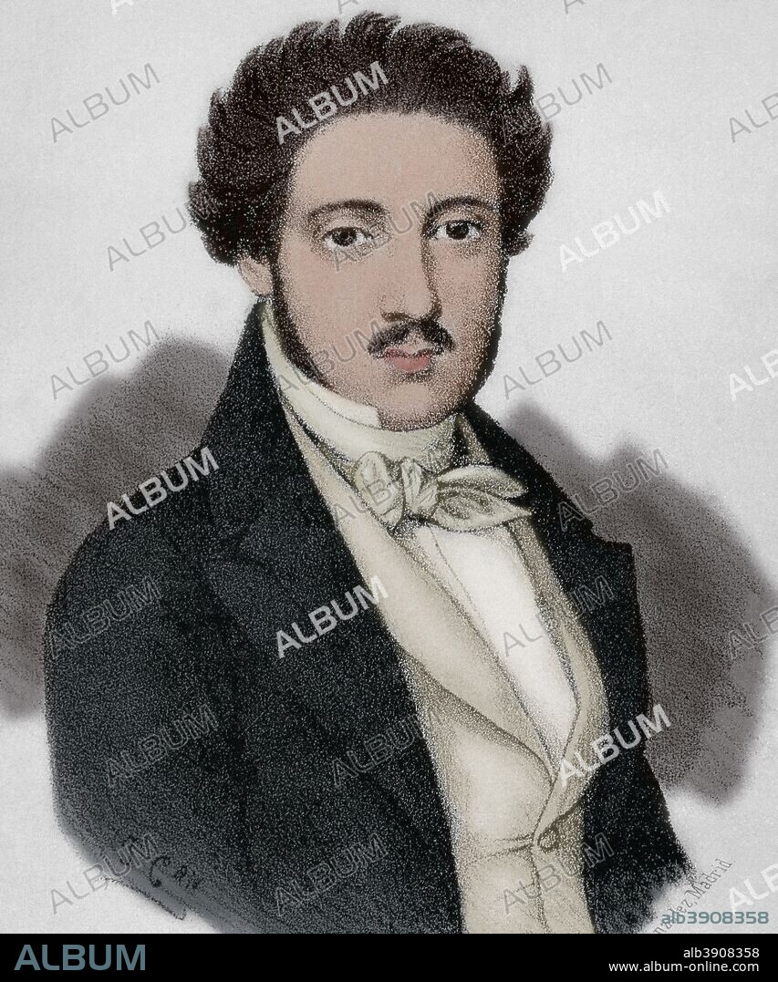 Joaquin Maria Lopez (Villena, 1798-Madrid, 1855). Spanish politician. He presided over the so-called Government of 10 days. After the turn out of Espartero, because of the pronunciamiento led by Generals Narvaez and O'Donnell, he presided over the provisional government (July-November, 1843). Lithography. Later colouration.