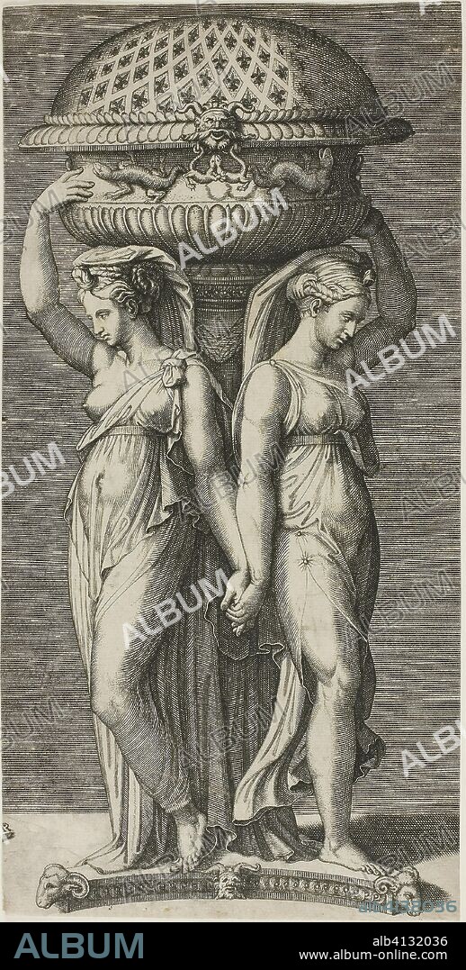 The Incense Burner. Marcantonio Raimondi (Italian, c. 1480-1534); after Raphael (Raffaello Sanzio) (Italian, 1483-1520). Date: 1515-1525. Dimensions: 302 x 152 mm. Engraving in black on cream laid paper. Origin: Italy.