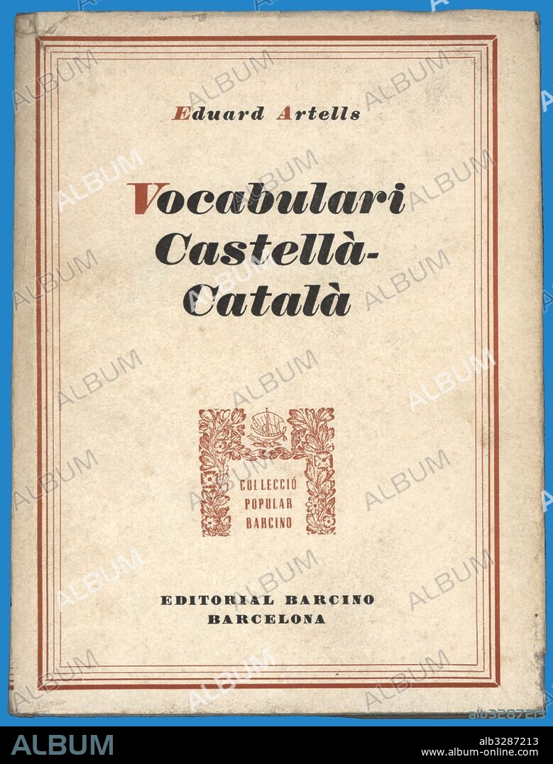 Portada del Vocabulari Castellà-Català, de Eduard Artells. Editorial Barcino. Barcelona, año 1958.