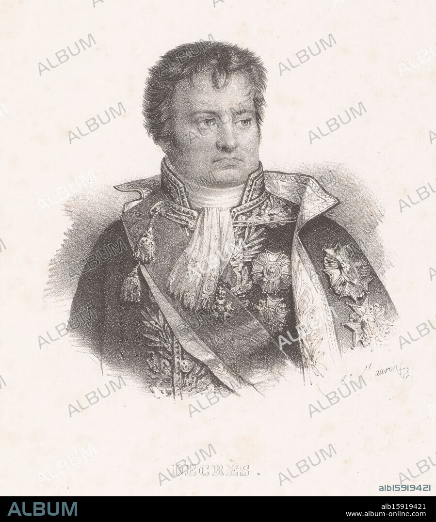 Portrait of Denis Decrès, Decrès (title on object), Numbered below: No 19., print maker: Antoine Maurin, printer: Grégoire et Deneux, publisher: V. Rosselin, Paris, 1835 - 1851, paper, height 279 mm × width 173 mm, print.