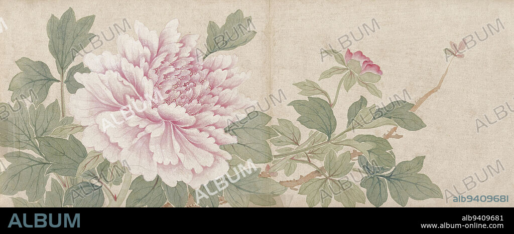 Flower Painting, late 18th century, Mianyi, Chinese, 1764 - 1815, 5 1/2 x 14 3/16 in. (13.97 x 36.04 cm), Ink and color on paper, China, 18th century, These delicate flower studies were painted by Mianyi, an imperial prince who lived in Beijing during the late eighteenth and early nineteenth centuries. The four double leaves originally formed an album that was once in the imperial collection. The frontispiece, in fact, bears the seal of the Jia Jing emperor who reigned from 1796 to 1821. Like most of the educated elite, Mianyi was well versed in classical literature, music, and calligraphy, but he excelled at painting and is best known for his flower studies, The use of color (versus ink), interest in descriptive detail, and facile technique are typical not only of Prince Chen, but of Chinese court taste in general during the eighteenth century. This album illustrates the type of amateur painting practiced among the court intelligentsia. Descriptive, technically accomplished and decorative, the aesthetic of these leaves are quite apart from the more cerebral ink landscapes of the literati tradition.