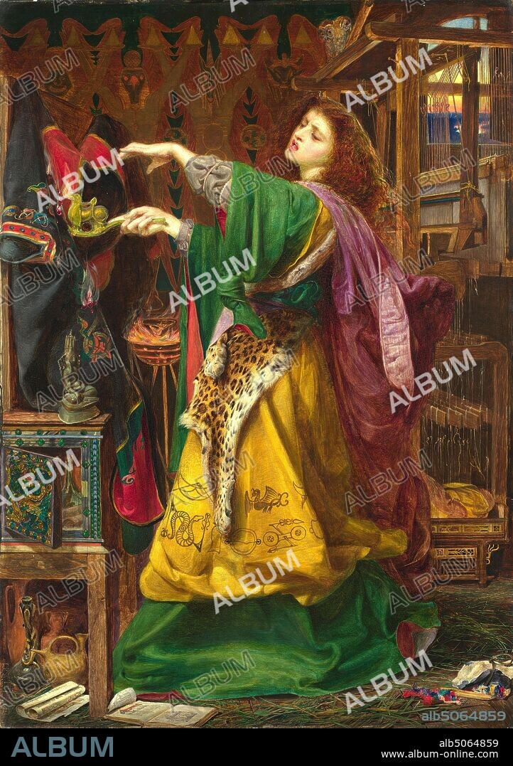 Morgan-le-Fay, 1864 Artist: Frederick Sandys Morgan le Fay is a powerful enchantress in the Arthurian legend. Early appearances of Morgan do not elaborate her character beyond her role as either a goddess, a fay or a sorceress., MythologyPre-Raphaelite, Magic.