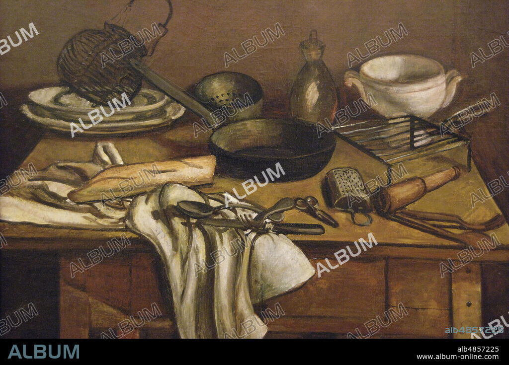 ANDRÉ DERAIN. André Derain (1880-1954). Pintor francés. Mesa de Cocina, h.1922-1925. Oeo sobre lienzo (119 x 119 cm). Detalle. Museo de La Orangerie. París. Francia.