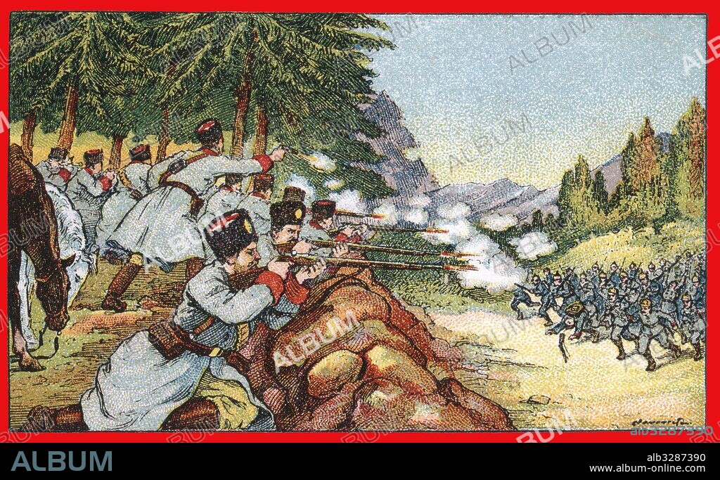 FRANCISCO NAVARRETE SIERRA. Primera guerra mundial (1914-1918). Fuerzas de caballería rusa defendiéndose de un ataque del ejército alemán.