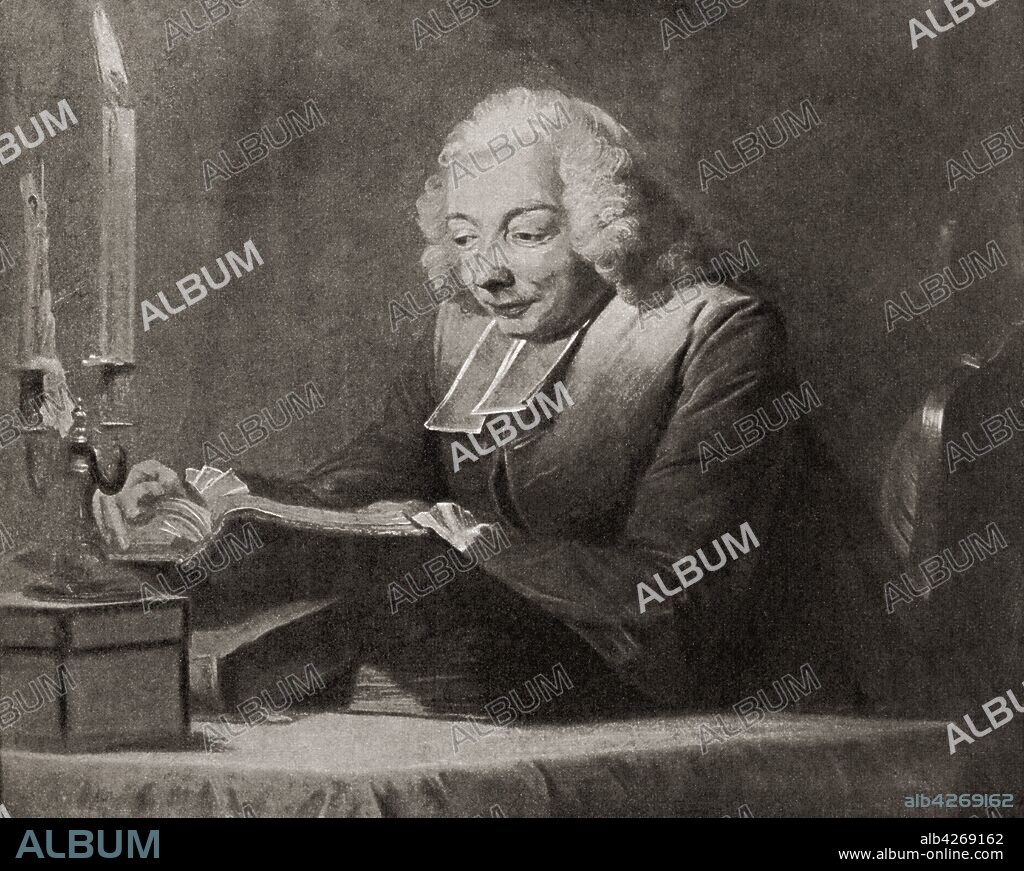 The Abbe Jean-Jacques Huber,  1699 –1747 After a work by French Rococo portraitist,  Maurice Quentin de La Tour,  1704 – 1788 From La Tour,  published 1920.