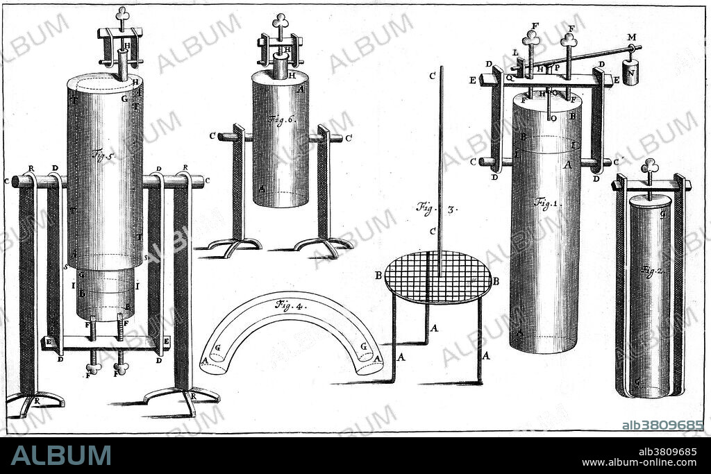Denis Papin (August 22, 1647 - 1712) was a French physicist, mathematician and inventor. Papin invented the first steam digester, a type of pressure cooker with a safety valve, pictured here (1681). Papin also built a model of a piston steam engine, the first of its kind. In 1704, he constructed a ship powered by his steam engine, mechanically linked to paddles. This made him the first to construct a steam-powered boat (or vehicle of any kind). In 1705 he developed a second steam engine with the help of Gottfried Leibniz, based on an invention by Thomas Savery, but this used steam pressure rather than atmospheric pressure.