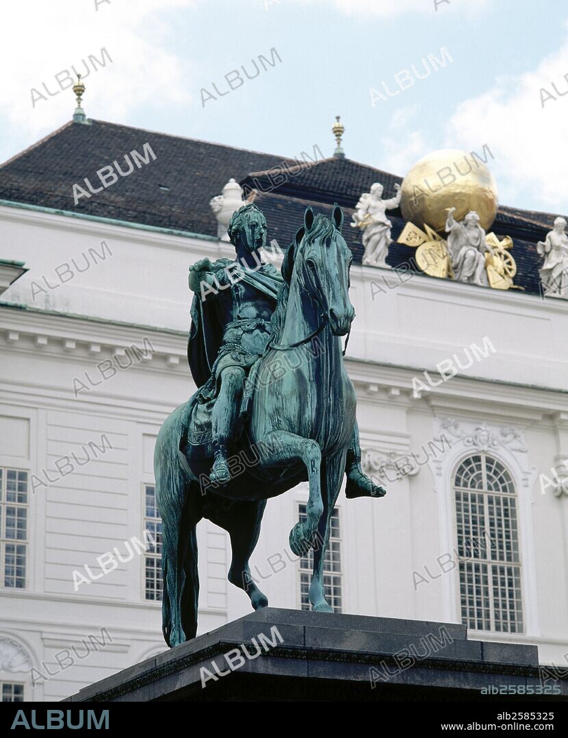 Joseph II (1741-1790). Holy Roman Emperor. Equestrian statue, 1795-1807, in Josefsplatz, by Franz Anton von Zauner (1746-1822). Vienna. Austria.