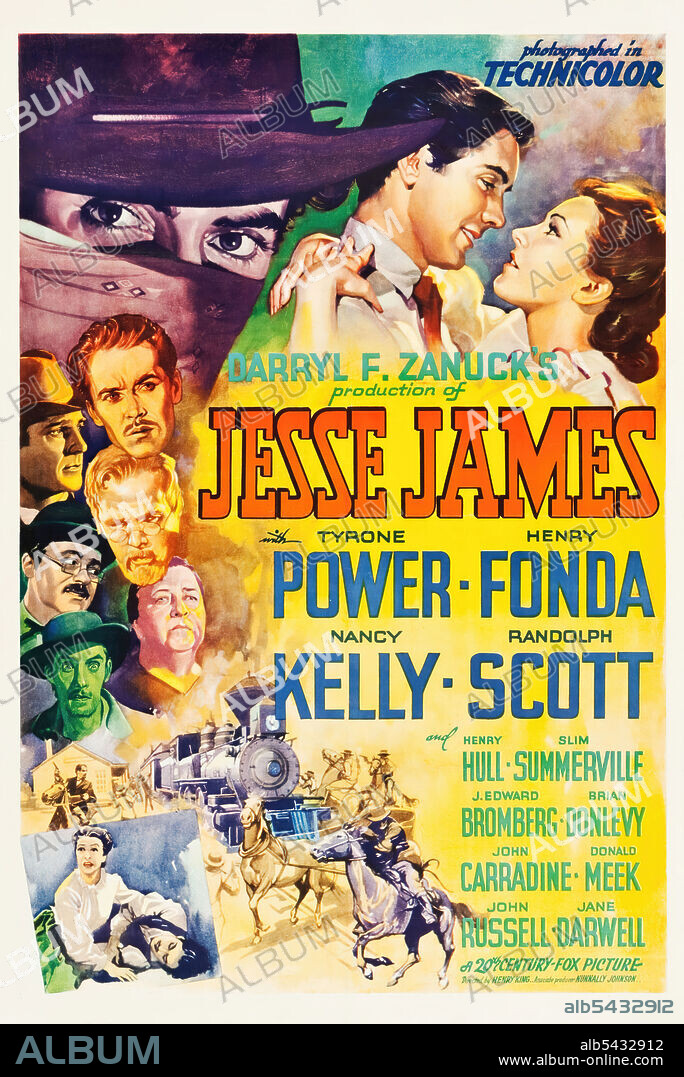 Plakat zu JESSE JAMES - MANN OHNE GESETZ, 1939 (JESSE JAMES), unter der Regie von HENRY KING. Copyright 20TH CENTURY FOX.