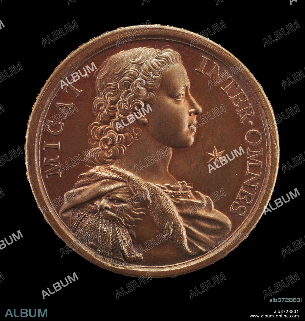 OTTONE HAMERANI. Prince Charles Edward Stuart, 1720-1788 (The Young Pretender, Bonnie Prince Charlie) [obverse]. Dated: 1729. Dimensions: overall (diameter): 4.19 cm (1 5/8 in.)  gross weight: 29.21 gr (0.064 lb.)  axis: 12:00. Medium: bronze.