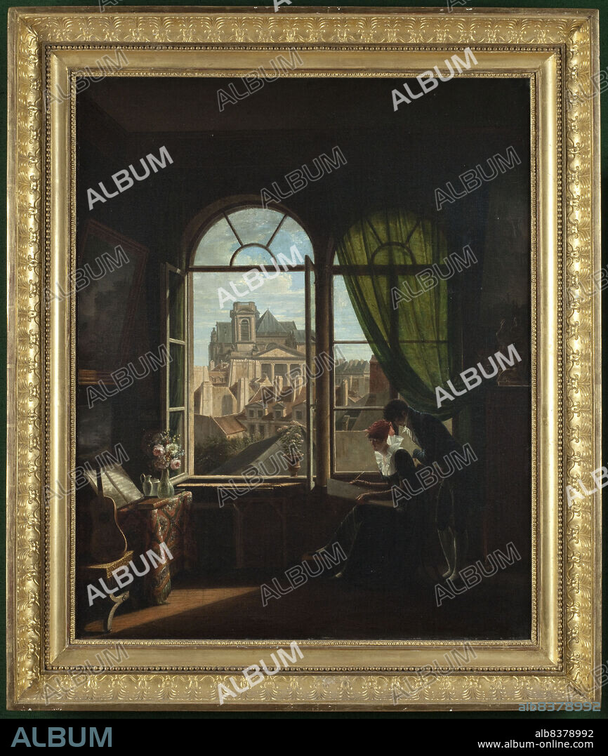 LOUISE-ADEONE DROLLING. Artist's interior, with view of the facade of the Church of Saint-Eustache, c1815.