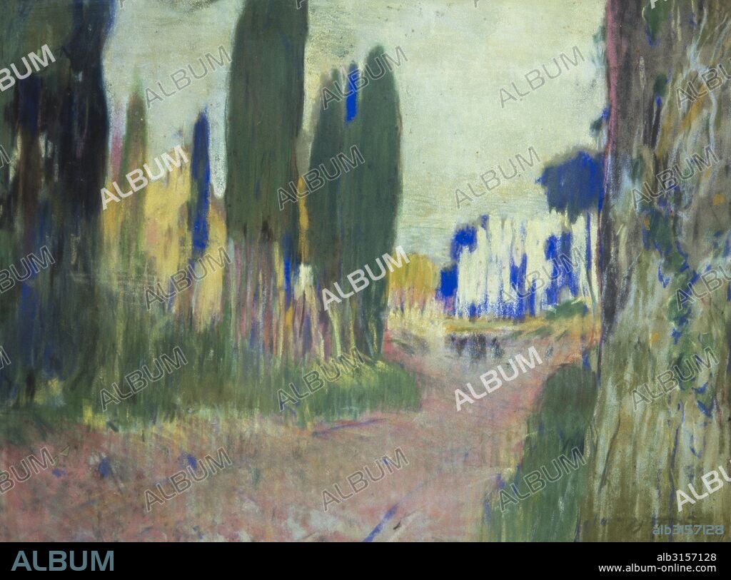 JOAQUIM MIR I TRINXET. Obra de Joaquin Mir, óleo sobre lienzo, 47x62cm.