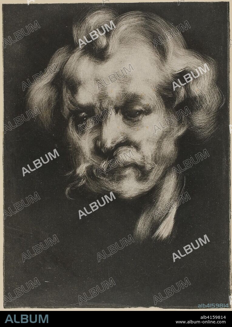 EUGENE CARRIERE. Portrait of Jean Dolent. Eugène Carrière; French, 1849-1906. Date: 1898. Dimensions: 225 × 168 mm (image/chine); 432 × 290 mm (sheet). Lithograph in black on China paper laid down on cream wove paper. Origin: France.