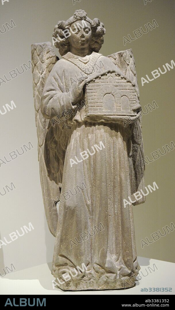 Cercle of Antoni Claperos (documented between 1422-1466). Spanish artist. Sculpture of Saint Michael the Archangel, middle of 15th century. Sandstone. From the Parish Church of Sant Miquel, Barcelona. National Art Museum of Catalonia. Barcelona. Catalonia. Spain.