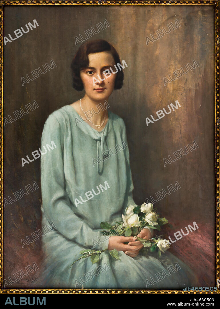 Assicoop - Unipol Collection: Carlo Grossi (1857-1931); "Portrait of Nina Galletto"; oil on canvas, cm 103 x 78.
