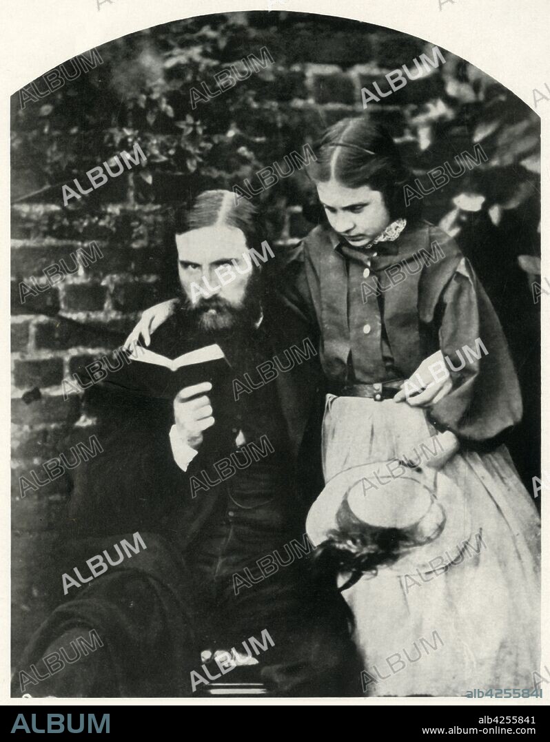 LEWIS CARROLL. George Macdonald and his daughter Lilia Scott MacDonald, c1863, (1948). Portrait of Scottish poet and novelist George Macdonald (1824-1905), and his daughter. From "The Saturday Book", Eighth Year, edited by Leonard Russell. [Hutchinson, London, 1948].