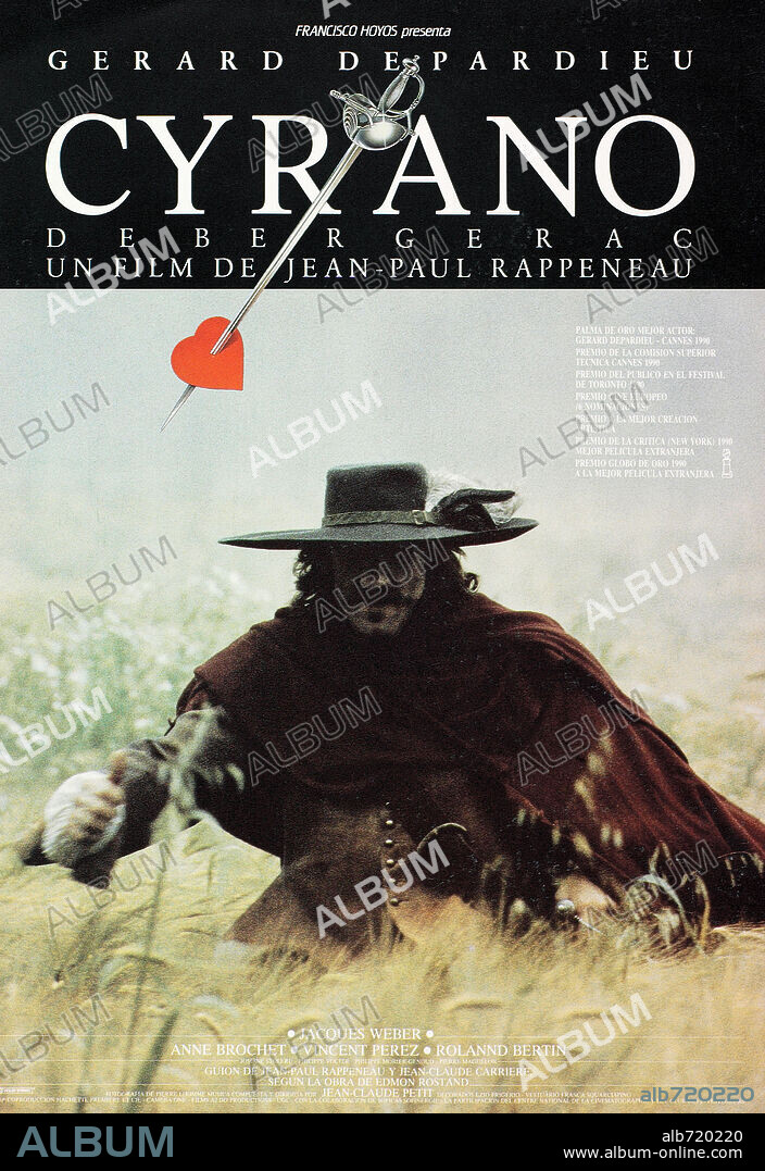 Poster of CYRANO DE BERGERAC, 1990, directed by JEAN-PAUL RAPPENEAU. Copyright HACHETTE/CAMERA 1/FILMS A2/DD PROD/UGC.