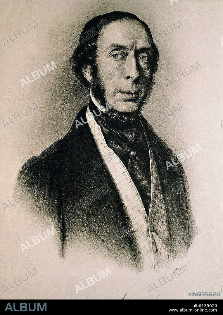 ANTONIO ALCALA GALIANO - ESCRITOR Y POLITICO LIBERAL - (1789/1865) - GRABADO SIGLO XIX.