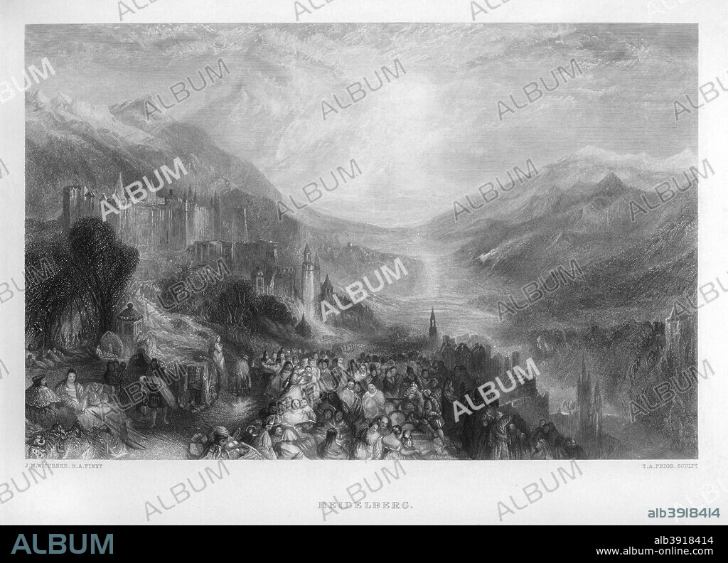 'Heidelberg', 19th century. View of the German city of Heidelberg. After an original painting of c1844-c1845 by JMW Turner.