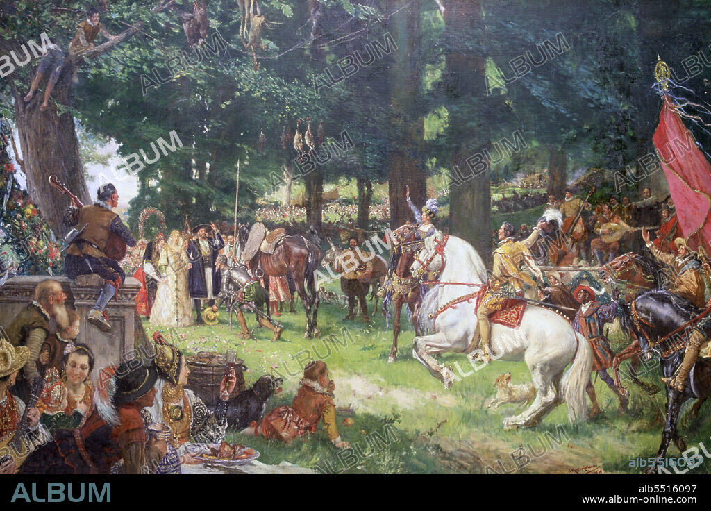 JOSÉ MORENO CARBONERO. MORENO CARBONERO , JOSE. PINTOR ESPAÑOL . MALAGA 1860 - 1942. " LAS BODAS DE CAMACHO " , OLEO 1936. MUSEO ACADEMIA BELLAS ARTES DE SAN FERNANDO . MADRID. EPISODIO DE DON QUIJOTE DE LA MANCHA , DE MIGUEL DE CERVANTES.