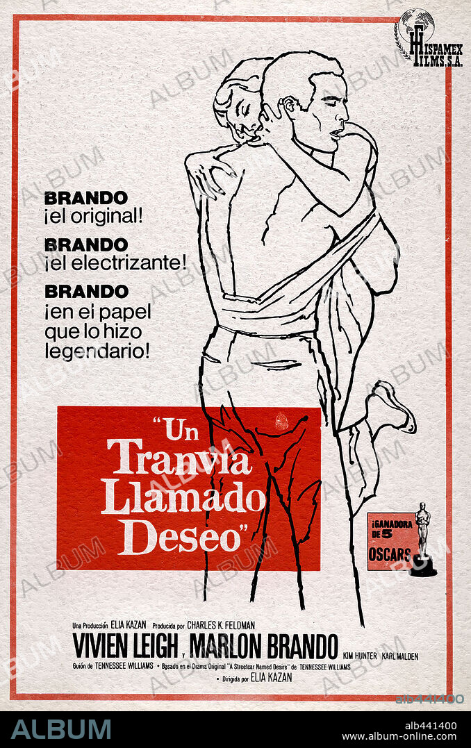 Poster of A STREETCAR NAMED DESIRE, 1951, directed by ELIA KAZAN. Copyright WARNER BROTHERS.