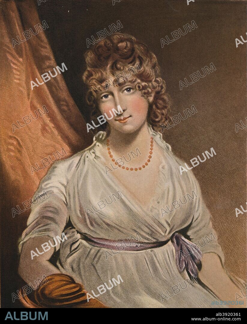 The Honorable Mrs Bouverie, c18th century. After John Hoppner (1758-1810). From The Connoisseur Vol. II [Otto Limited, London, 1902.].