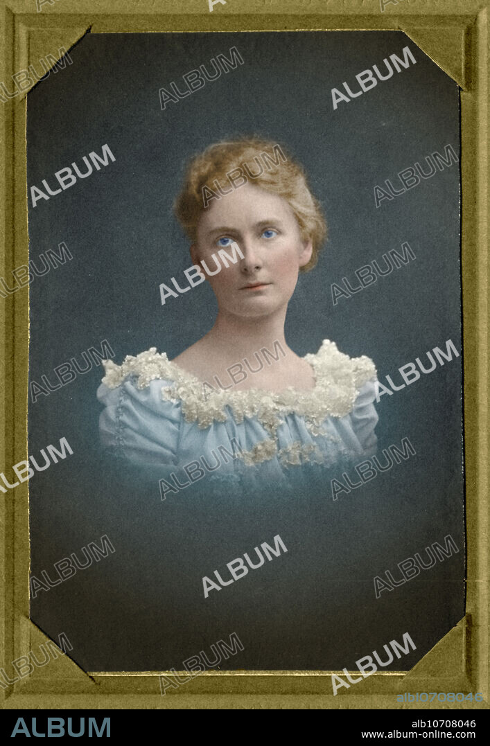 Colour enhanced portrait of Florence Bascom (July 14, 1862 - June 18, 1945) was an American geologist. In 1893, she became the first woman to receive a PhD from Johns Hopkins University. While studying at John Hopkins she was forced to sit behind a screen so as not to disturb the men. In 1894, she was the first woman elected to the Geological Society of America. She published over 40 articles on genetic petrography, geomorphology, and gravel.