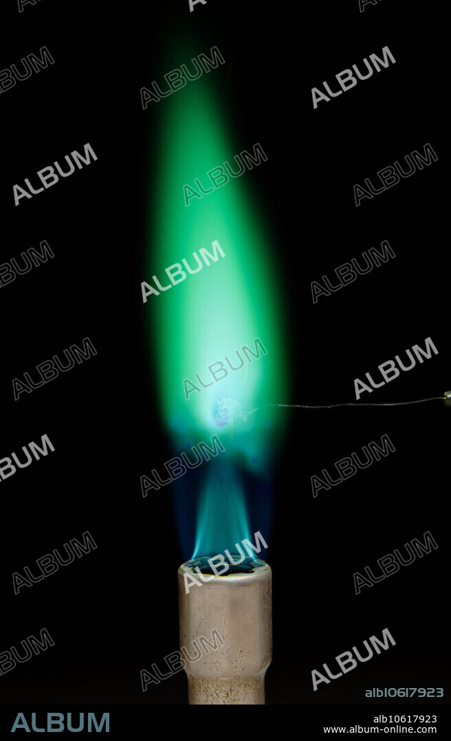 Copper(II) chloride (CuCl2) emits a green-blue glow in a flame test.