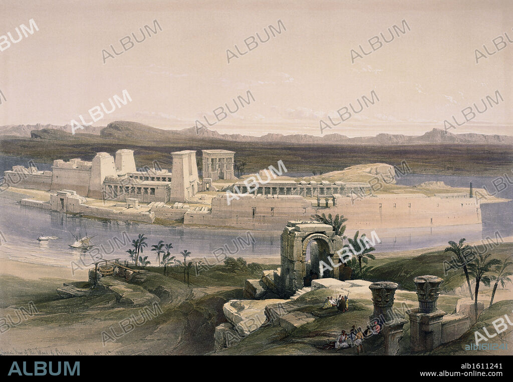 General View Of The Island Of Philae, Nubia From "Egypt And Nubia" 1846-49 David Roberts (1796-1864 Scottish) Newberry Library, Chicago, Illinois, USA.