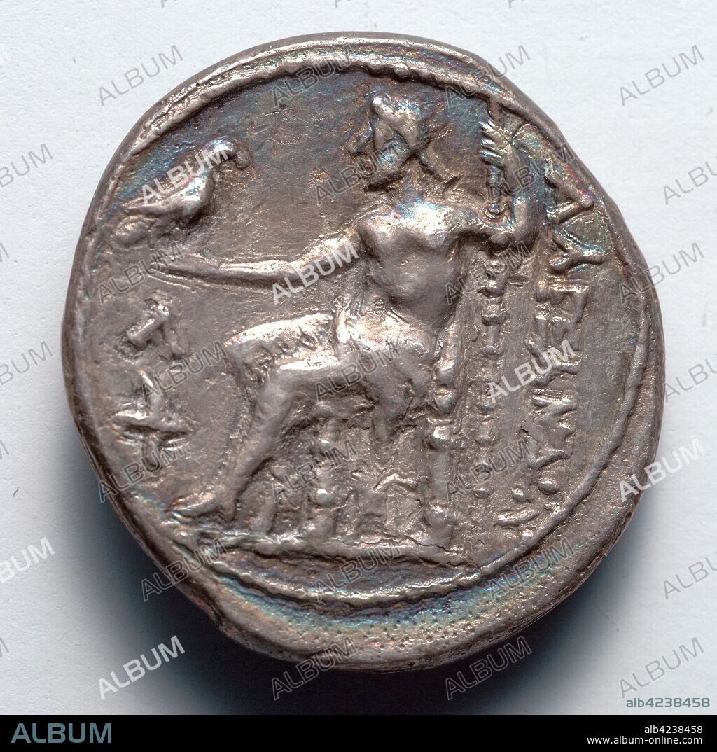Tetradrachm: Zeus Aetophoros Enthroned, Holding Staff (reverse), 336-323 BC. Greece, Alexander period, 4th century BC. Silver; diameter: 2.6 cm (1 in.).