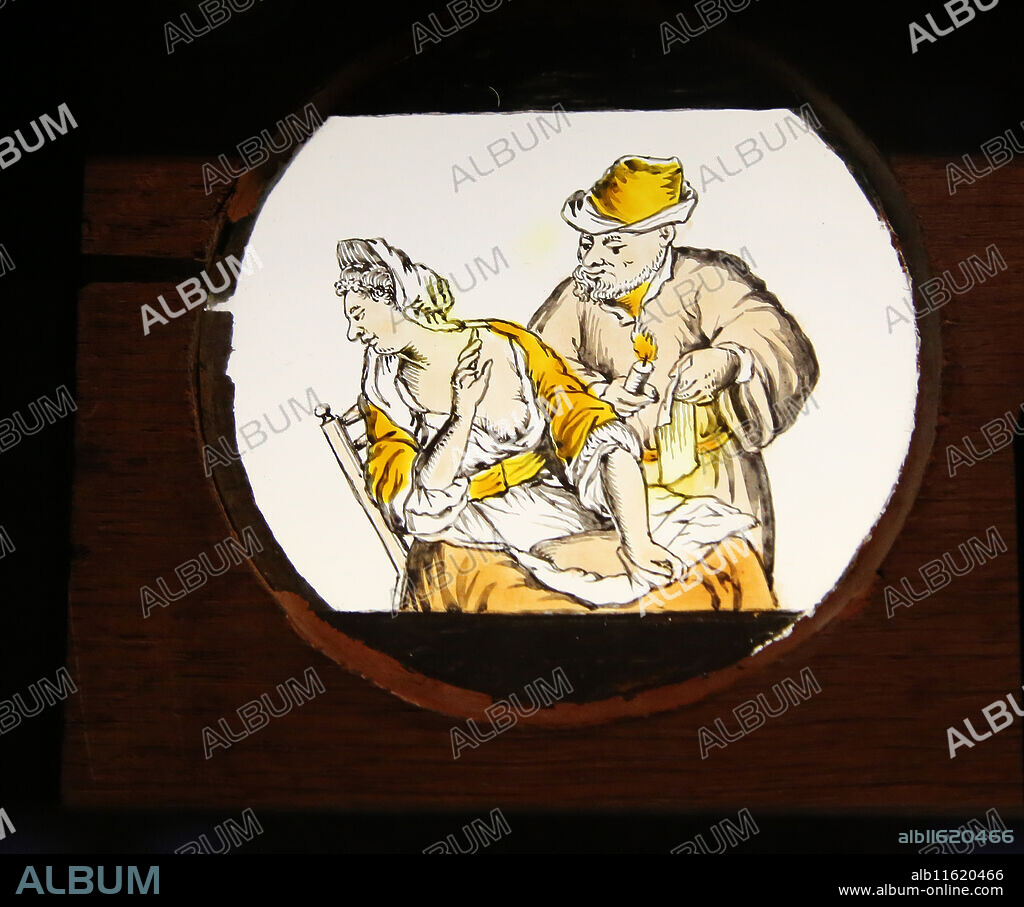 Magic lantern slides. 18th century. hand-painted. Rijksmuseum. Amsterdam. Netherlands.